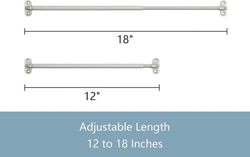TYRON TYRON TYRON 4 Pack Screwed Sash Curtain Rod Adjustable 12-18 Inch, 3/8 In. Diameter, Small Front Door Curtain Rod (Nickel) - Image 2